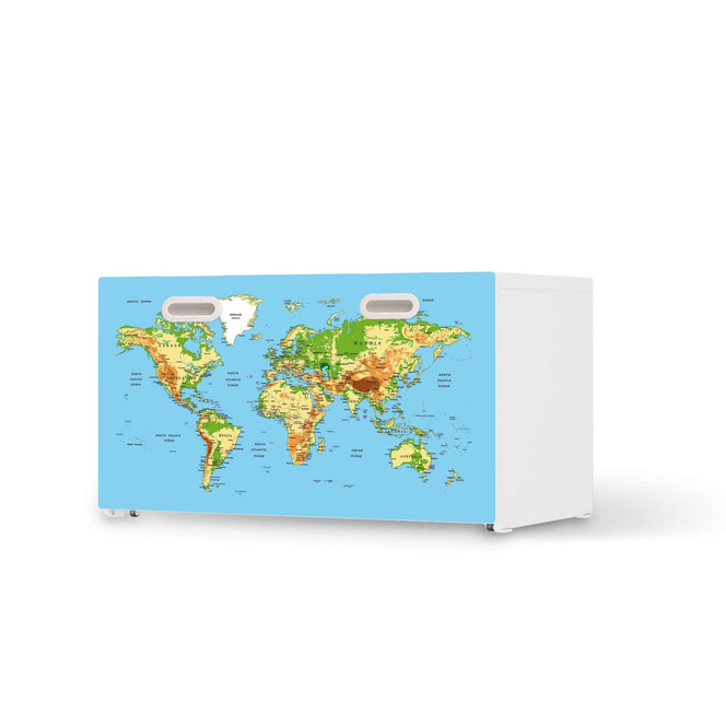 Möbelfolie IKEA Stuva / Fritids Bank mit Kasten - Geografische Weltkarte- Bild 1