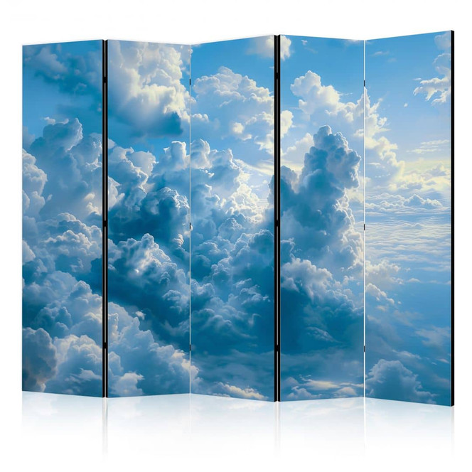 Paravent, Raumteiler freistehend, Trennwand - Ocean in the Air: Undulating Clouds Reflecting Morning Light, 5-teilig - 225 x 172 cm