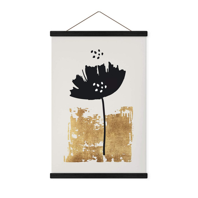 Stoffbild Kubistika - Schwarze Blume