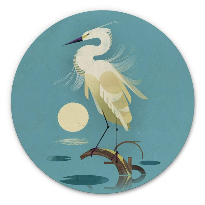 Alu-Dibond Braun - Reiher - Rund