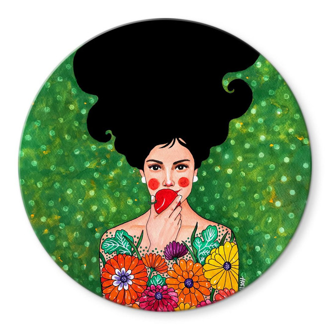 Glasbild Hülya - Der rote Apfel - Rund