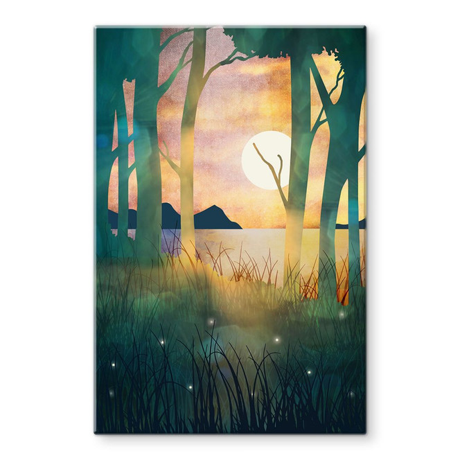 Glasbild Waldzauber bei Sonnenuntergang - SpaceFrog Designs