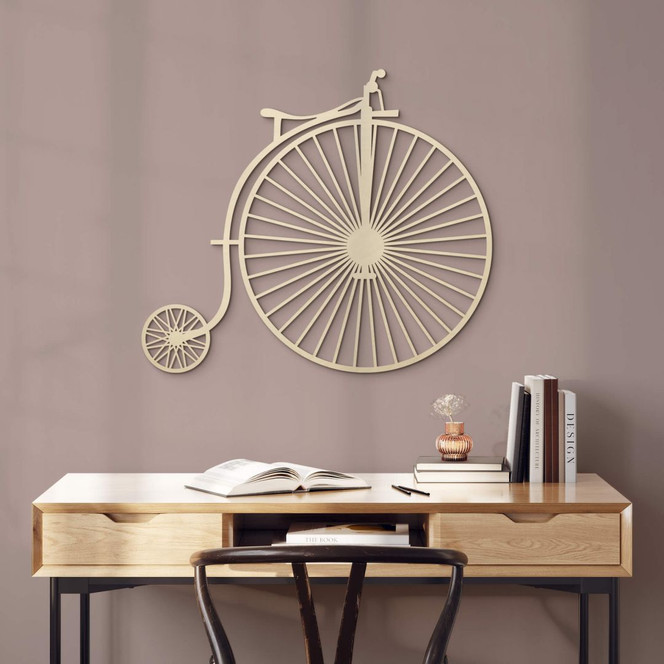 Holzdeko Pappel Furnier - Altes Fahrrad - Hochrad