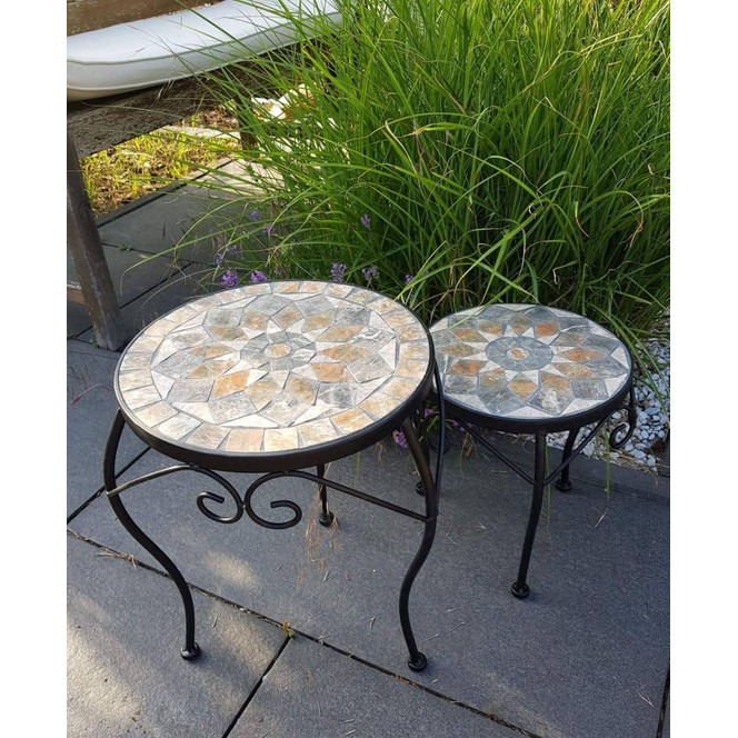 Mosaiktisch Blumenhocker Set - 2-teilig - Bild - 1