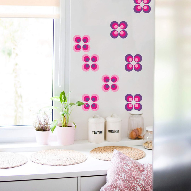 Wandsticker Retro Bälle pink