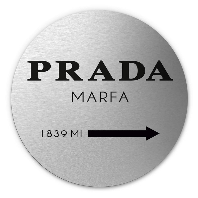 Alu-Dibond Bild mit Silbereffekt - Prada Marfa - Rund