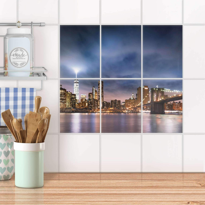 Fliesenaufkleber hoch - Brooklyn Bridge - 6er Set