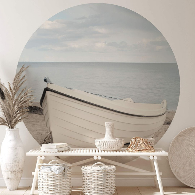 Fototapete Boot am Strand - Rund - Selbstklebend/Vlies