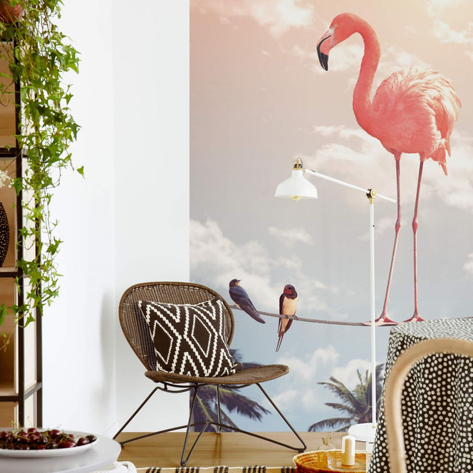 Fototapete Loose - Flamingo and Friends