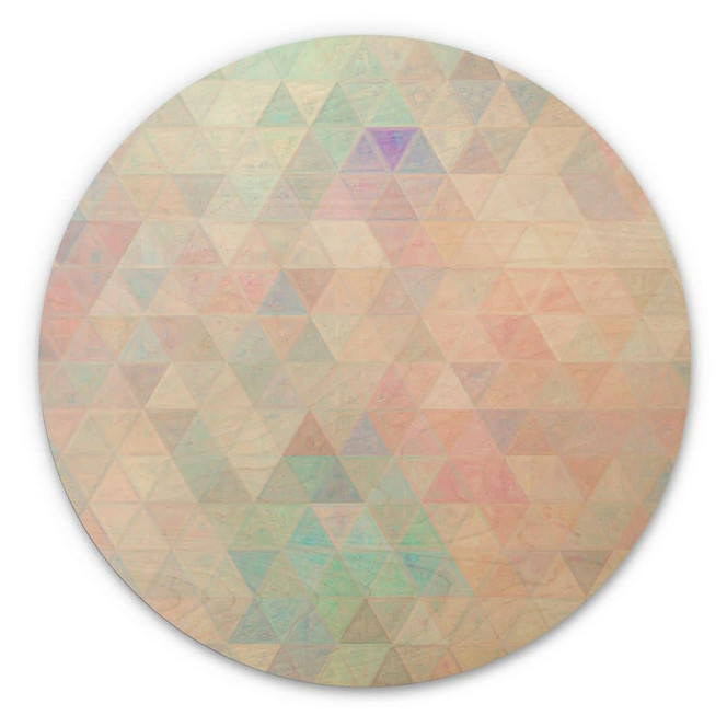 Holzbild Bunte Mosaik-Dreiecke - Jaszke - Rund