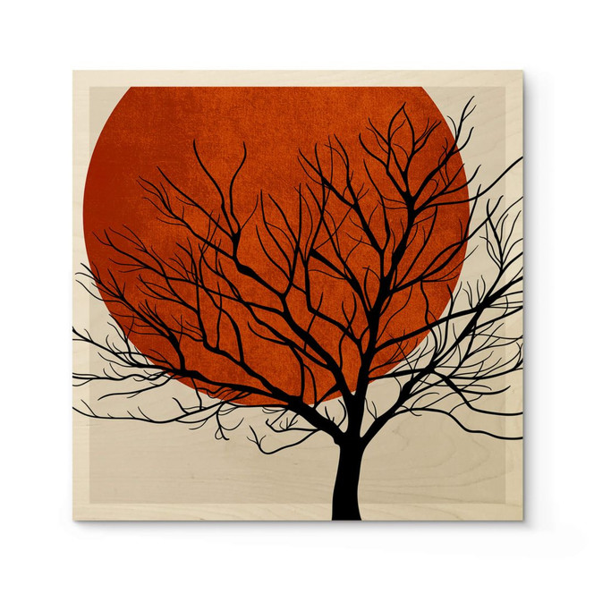 Holzposter Kubistika - Warmer Sonnenuntergang - Quadratisch