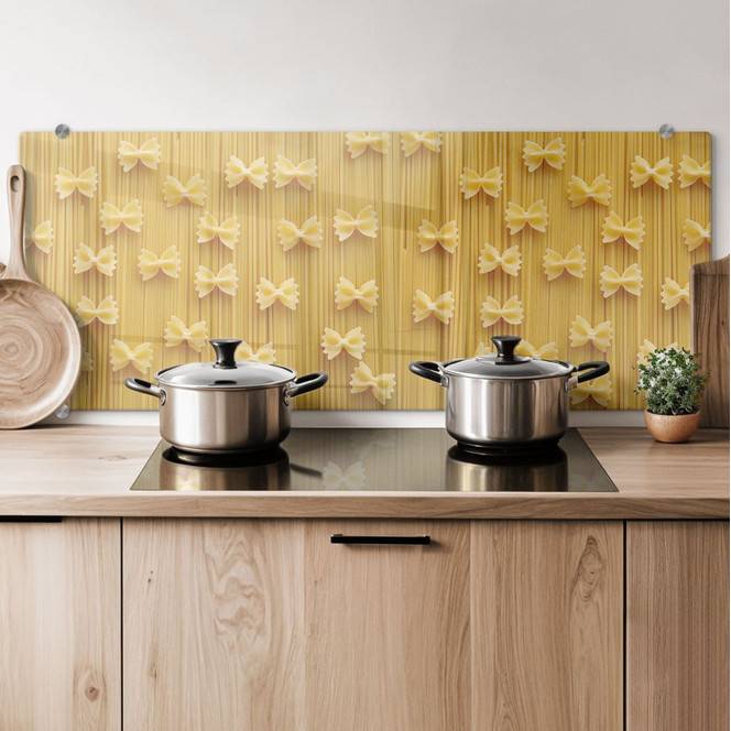 Spritzschutz Spaghetti und Nudelschleifen - Panorama