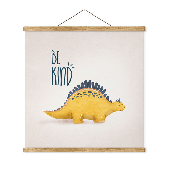 Stoffbild Dino Be Kind - Stegosaurus - Tunaboylu - Quadratisch