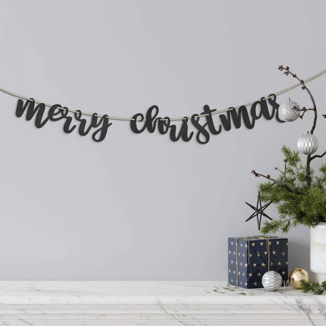 Holzdeko Wimpelkette Merry Christmas - MDF