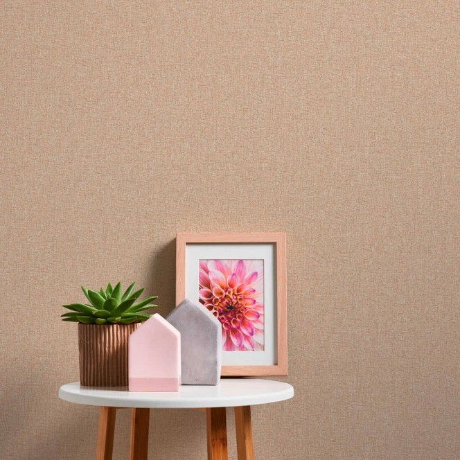 Unitapete mit Strukturmuster Beige - Tapete mit Gewebe-Optik