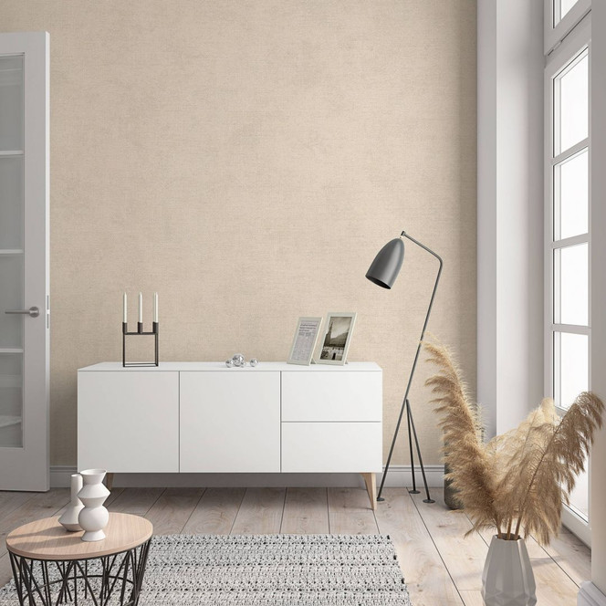 Vliestapete in moderner, feiner Struktur beige Uni