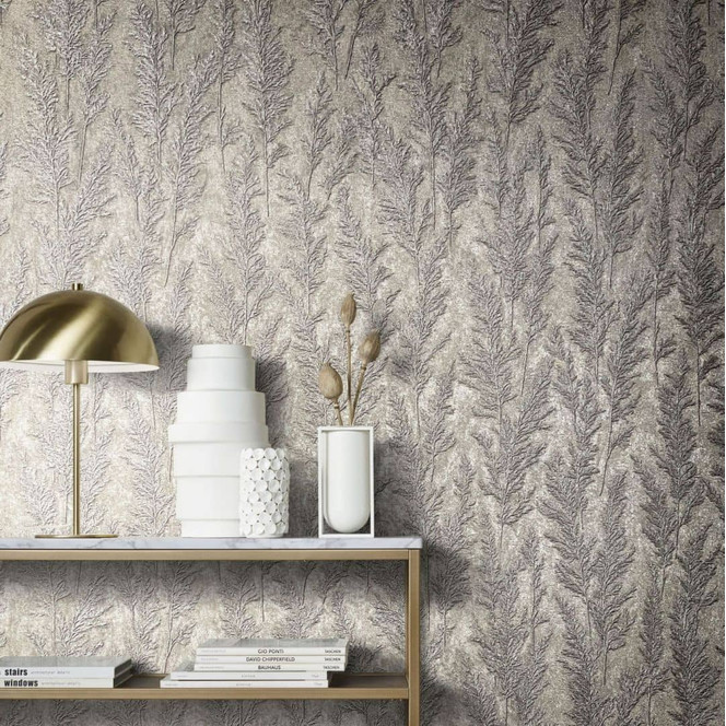 Vliestapete mit feinen Ästen rot, braun Floral