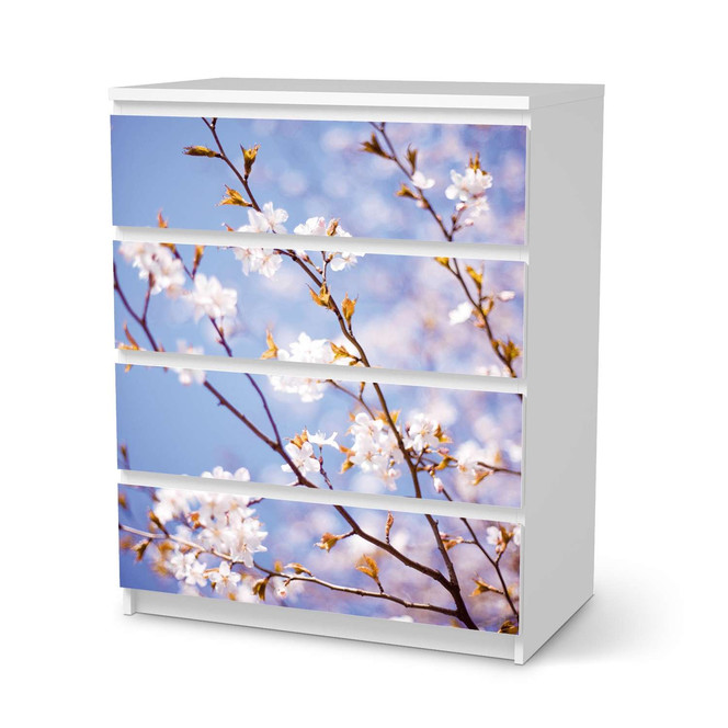 Folie IKEA Malm Kommode 4 Schubladen - Apple Blossoms- Bild 1