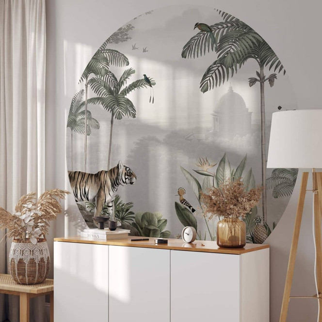 Fototapete Sir Edward - Tiger in den Tropen - Rund - Selbstklebend/Vlies