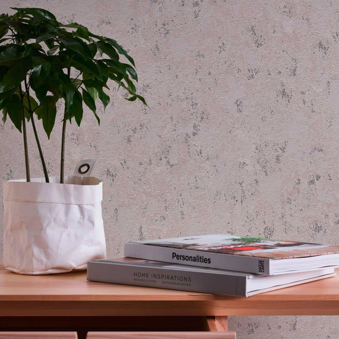 Metallic-Effekt Tapete Grau Beige Silber - moderne Strukturtapete