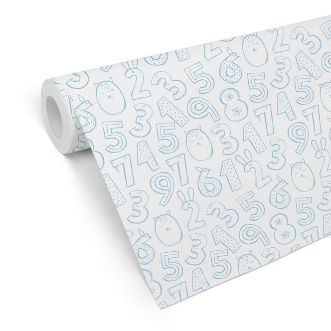 Mustertapete Zahlen 1x1 - blau