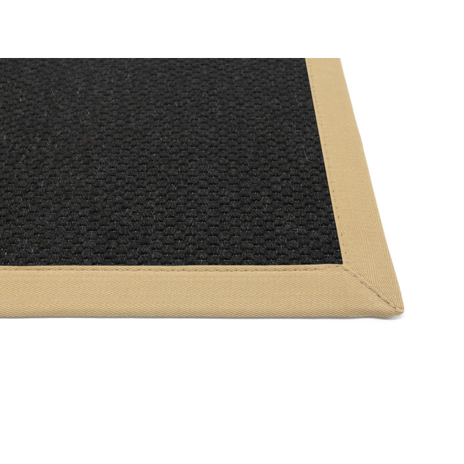 Saba Wollweb 5cm Bordürenteppich Rechteck Wunschmass in Black