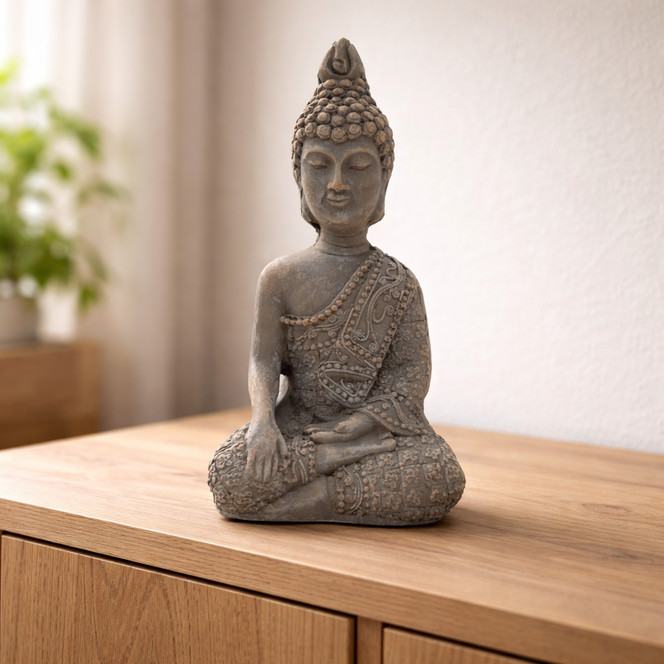 Sitzendes Buddha aus Kunststein | 15x11x25 cm - Bild - 1