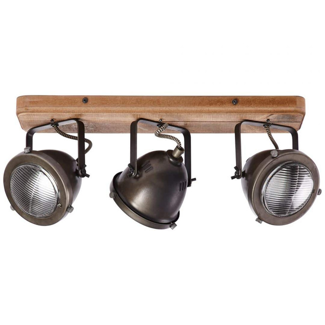 Spotbalken Dilara, braun, 18.5 x 43 cm, Holz Deckenspots, dimmbar