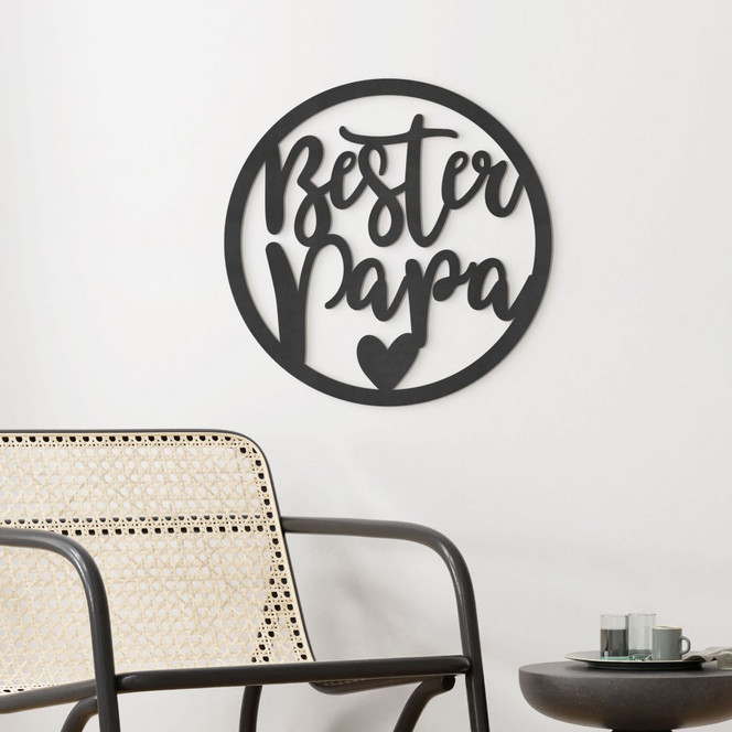 Wanddeko Schriftzug - Bester Papa - MDF - Rund