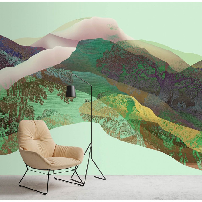Livingwalls Fototapete Walls by Patel 3 Magic Mountain 3 grün, braun, rosa, gelb, beige - Bild 1