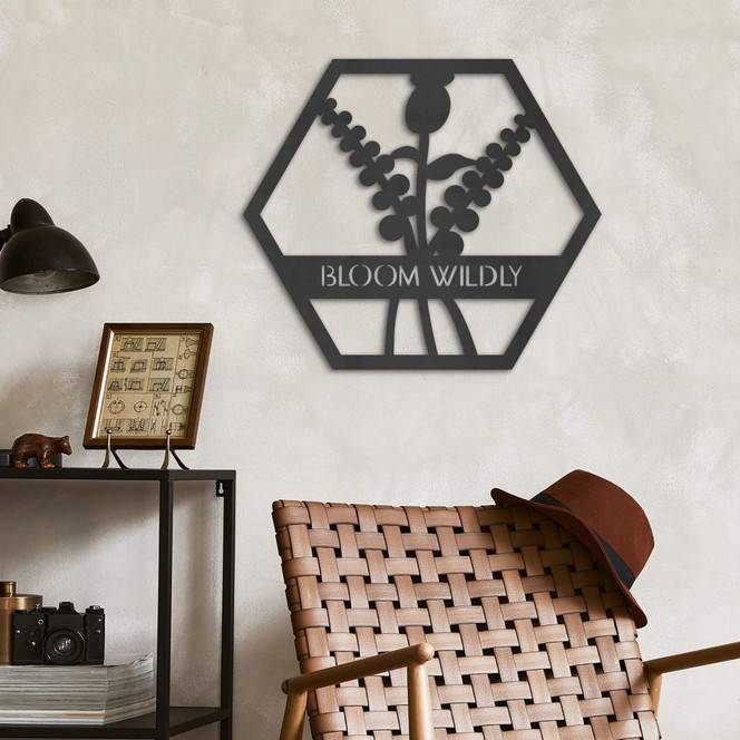 MDF - Holzdeko - Blumen im Hexagon - Bloom Wildly