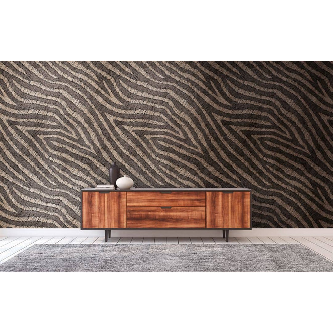 Fototapete Zebramuster braun beige - Vliestapete Kunst Livingwalls - matt und glatt