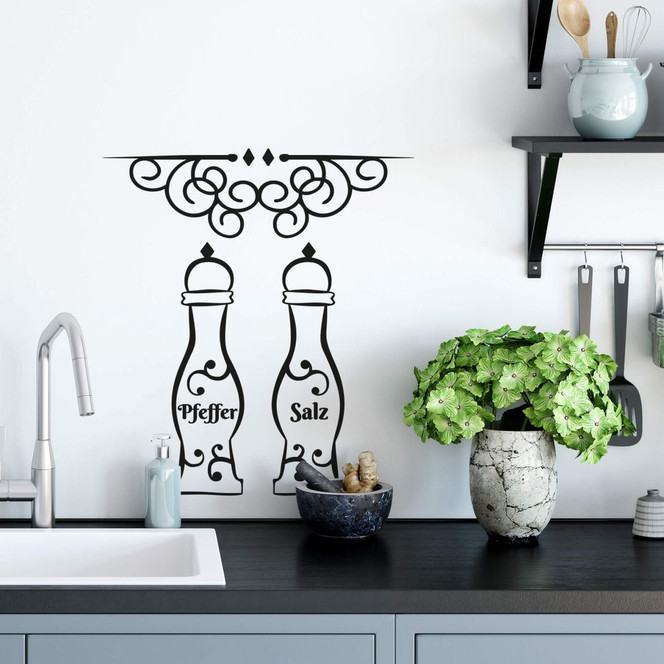 Wandtattoo Salz- und Pfefferstreuer