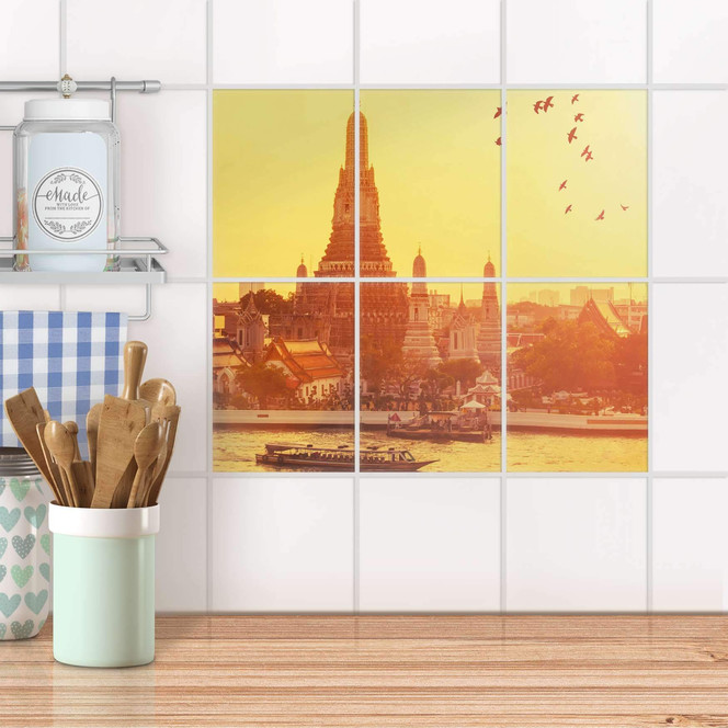 Fliesenaufkleber hoch - Bangkok Sunset - 6er Set