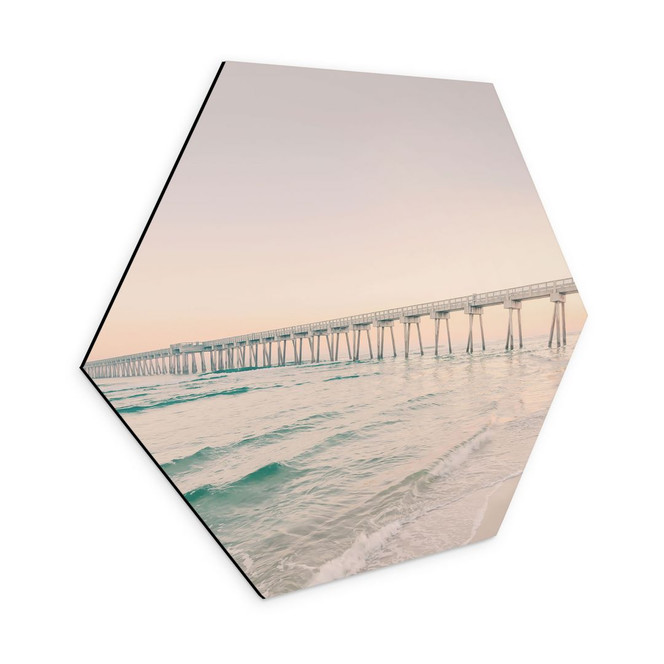 Hexagon Wandbild Seebrücke über dem Meer - Alu-Dibond - Sisi & Seb