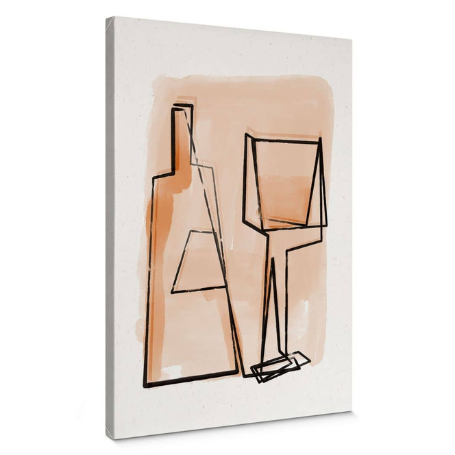 Leinwandbild Abstraktes Stillleben: Flasche und Weinglas - Treechild