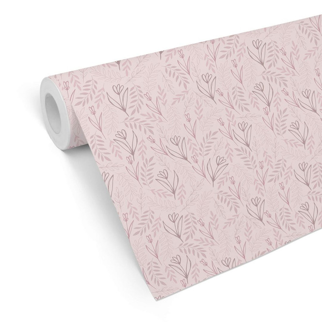 Mustertapete Graphic Flowers - Blumenfeld rosa