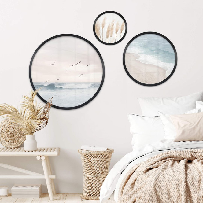 Poster Sisi & Seb - Ostsee: Wellen und Meer (3-teilig) - Rund