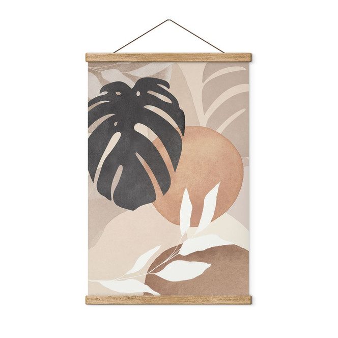 Stoffbild Boho Monstera Pflanze in Naturtönen - Melloi Art Prints