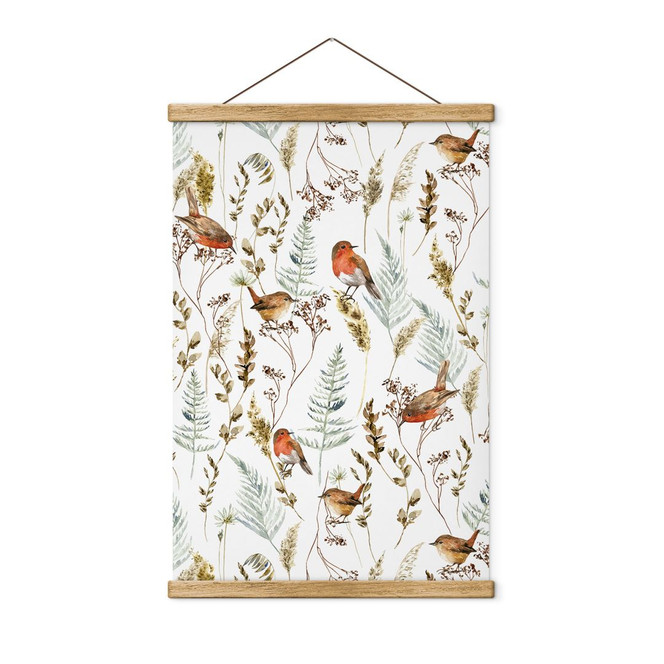 Stoffbild Spatzen und Rotkehlchen - UN Designs