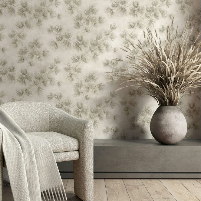 Vliestapete Blumen, Beton Floral Natur matt in Beige