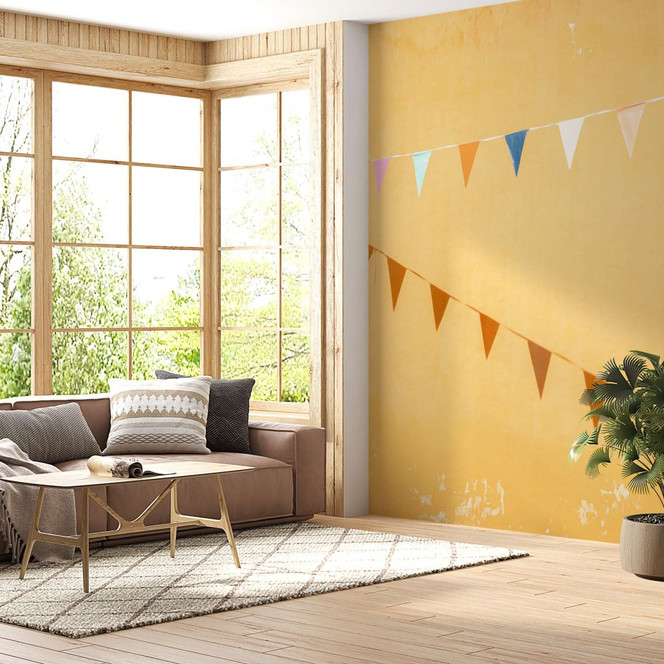 Fototapete Mexikanische Flaggen - Fahnenkette - Zwart