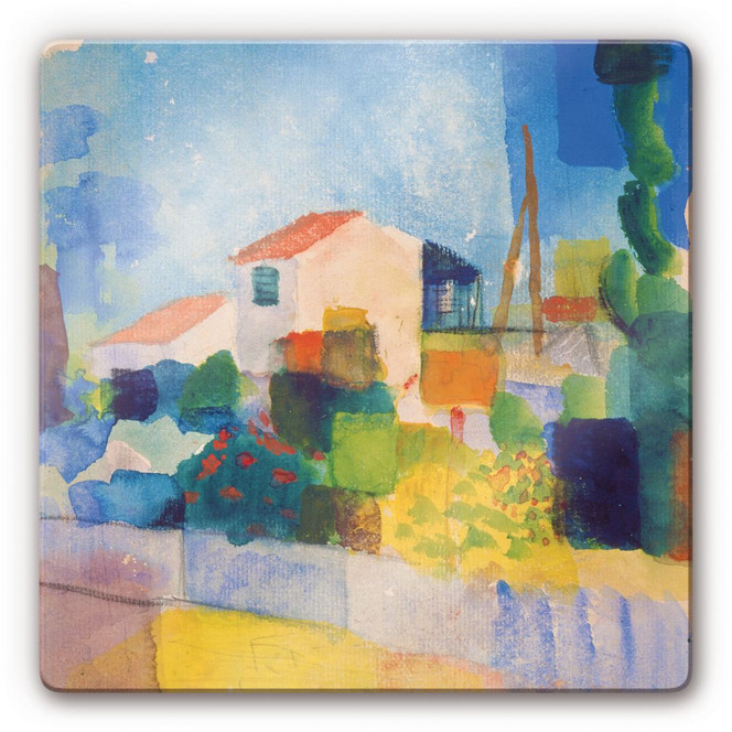 Glasbild Macke - Das helle Haus