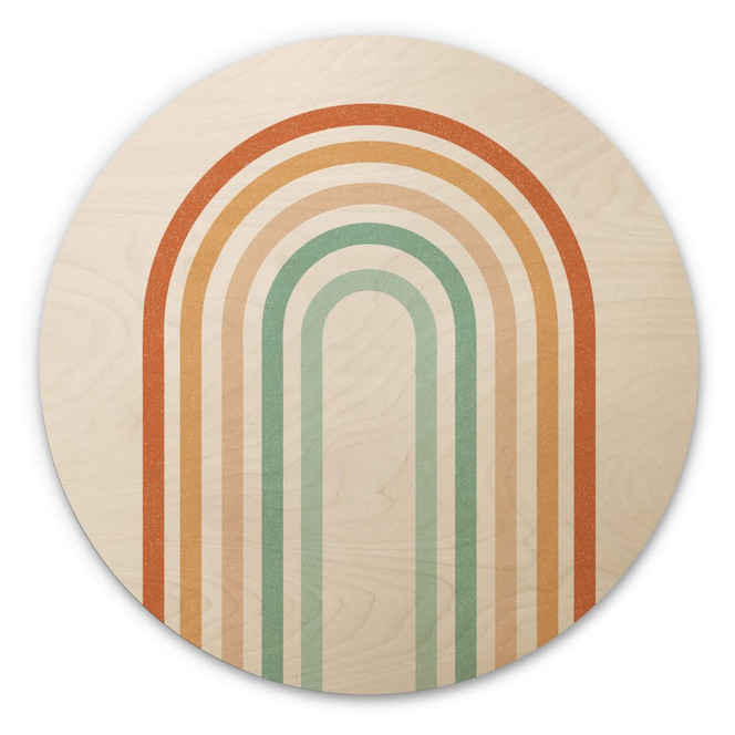 Holzbild Regenbogen Boho - Rund