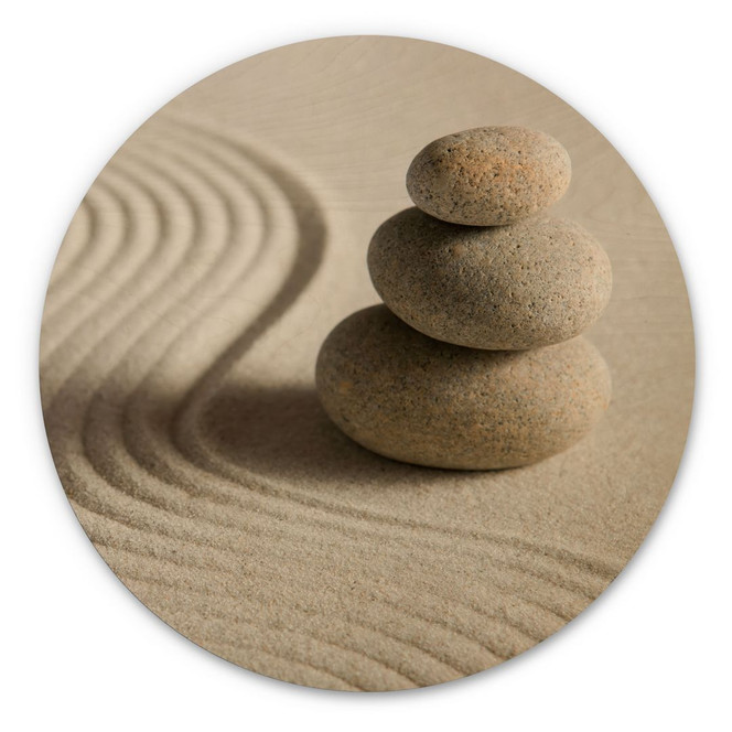 Holzbild Stone in Sand 2 - Rund