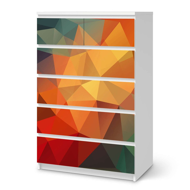 Möbel Klebefolie IKEA Malm Kommode 6 Schubladen (hoch) - Polygon- Bild 1