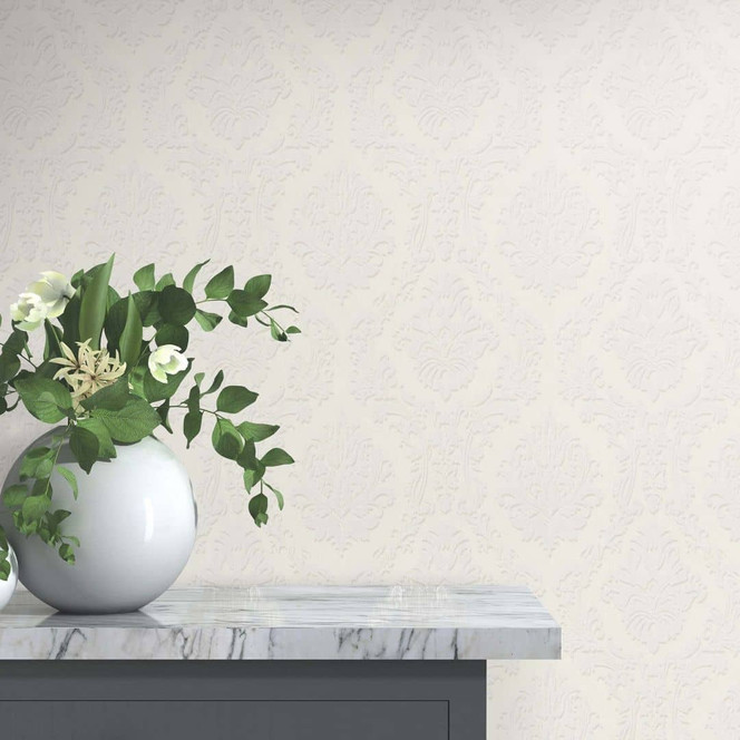 Ornamenttapete, Vliestapete Erismann Versailles weiss, creme