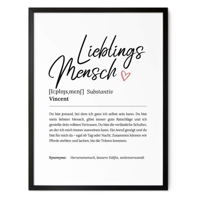Personalisiertes Poster Definition - Lieblingsmensch