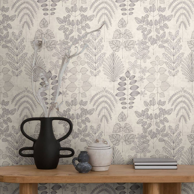 Vlies Tapete floral - feines Streifenmuster in Greige & Taupe