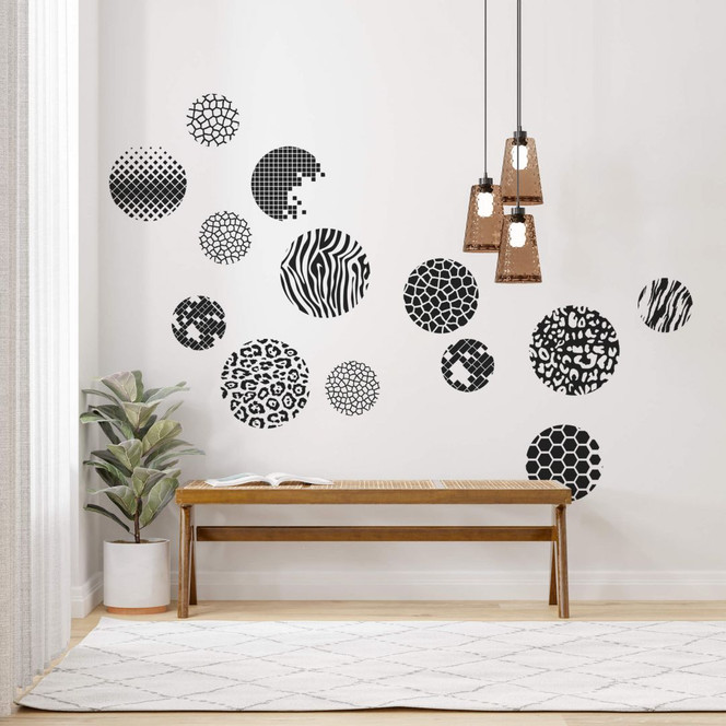 Wandtattoo Gemusterte Kreise einfarbig (13-teilig)
